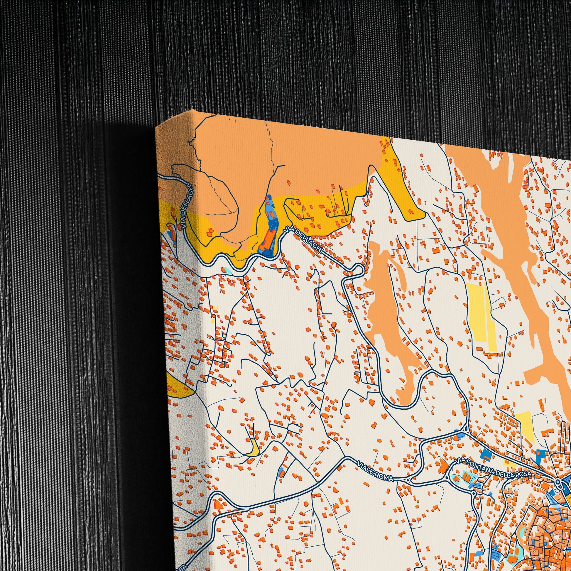 Velletri Italy Colorful City Map Canvas Print Detail