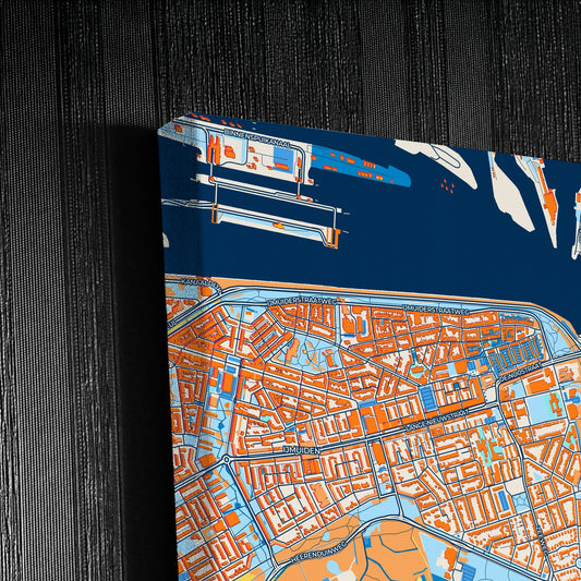 Velsen Netherlands Colorful City Map Canvas Print Detail