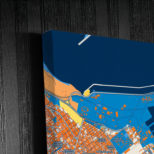 Veracruz Mexico Colorful City Map Canvas Print Detail