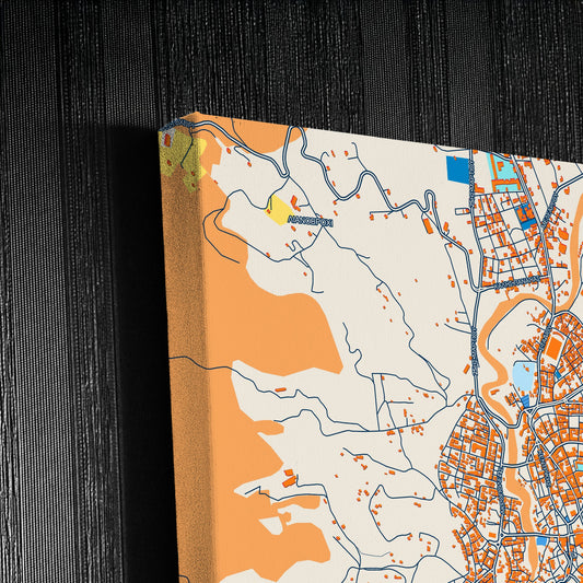 Veria Greece Colorful City Map Canvas Print Detail