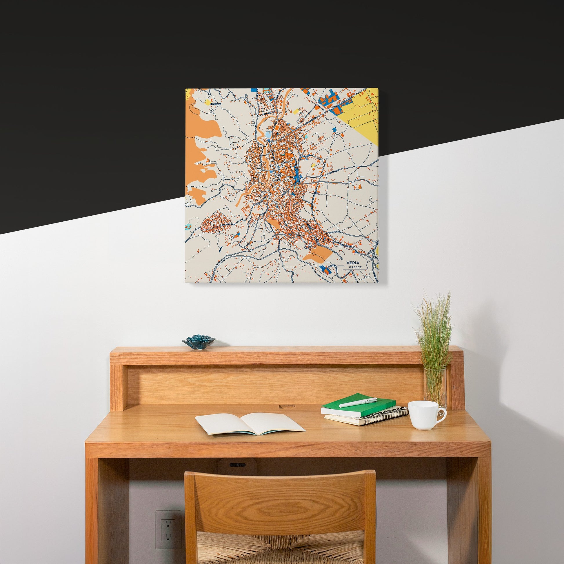 Veria Greece Colorful City Map Canvas Print Scene