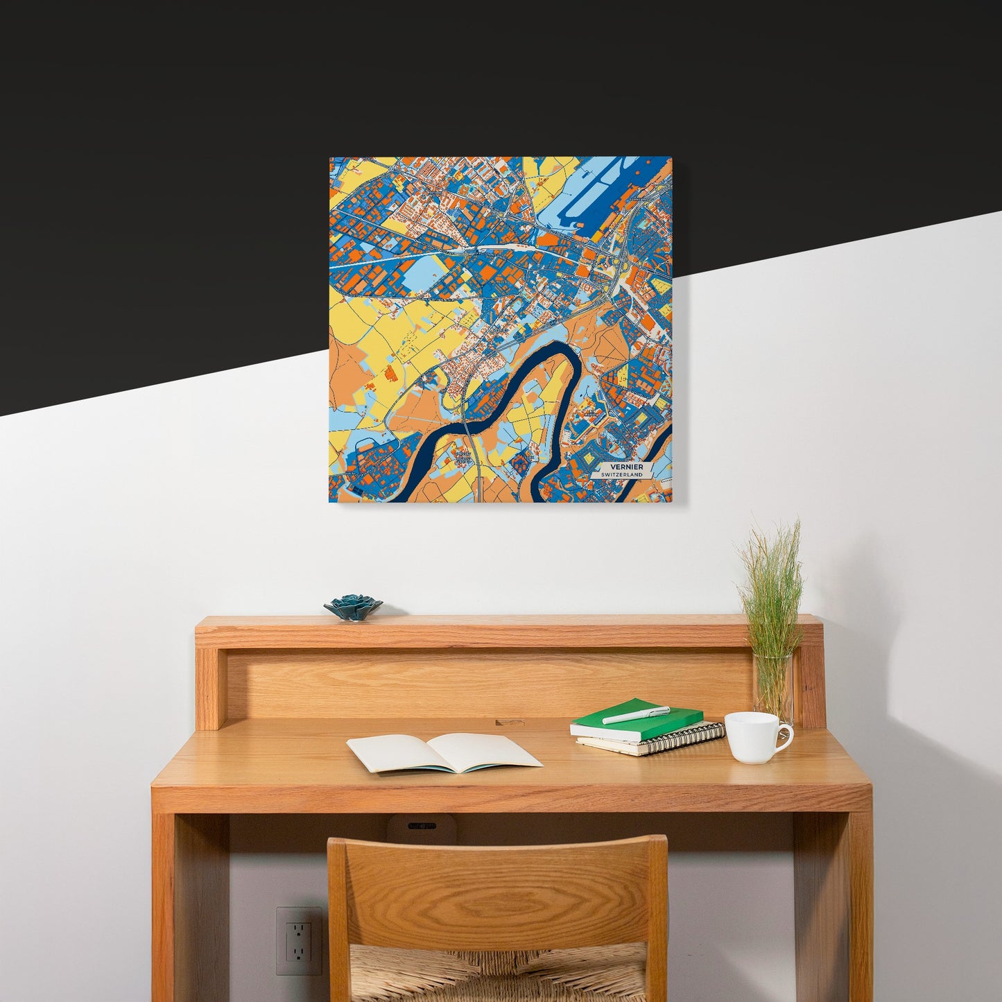 Vernier Switzerland Colorful City Map Canvas Print Scene