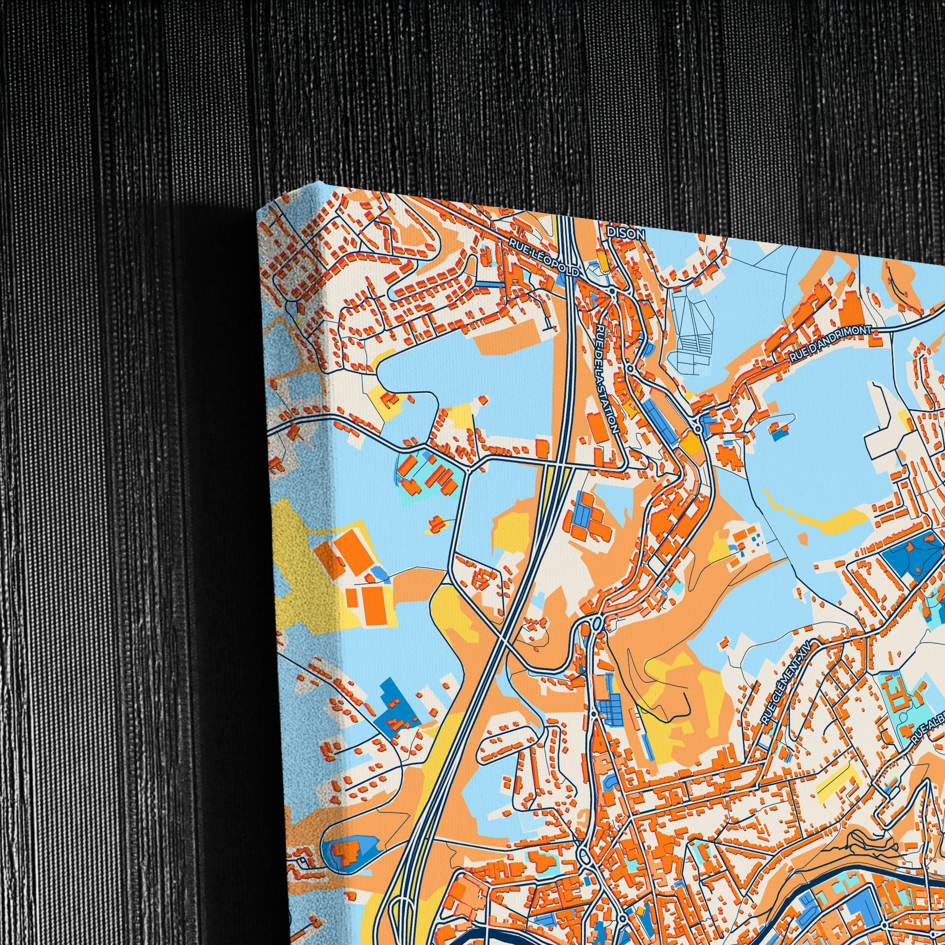 Verviers Belgium Colorful City Map Canvas Print Detail
