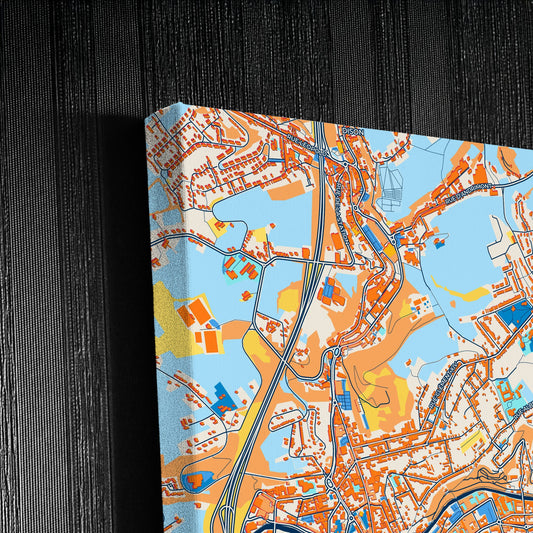 Verviers Belgium Colorful City Map Canvas Print Detail