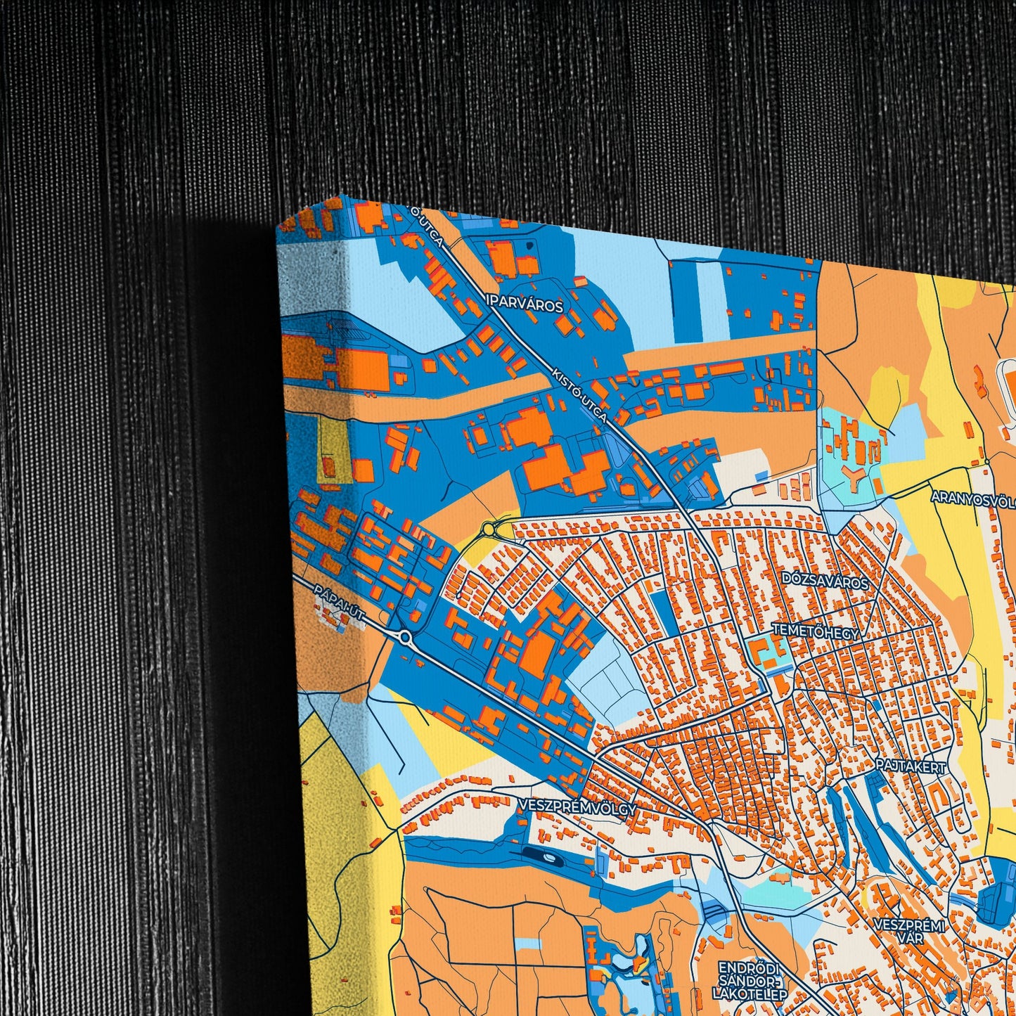 Veszprém Hungary Colorful City Map Canvas Print Detail