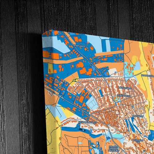 Veszprém Hungary Colorful City Map Canvas Print Detail