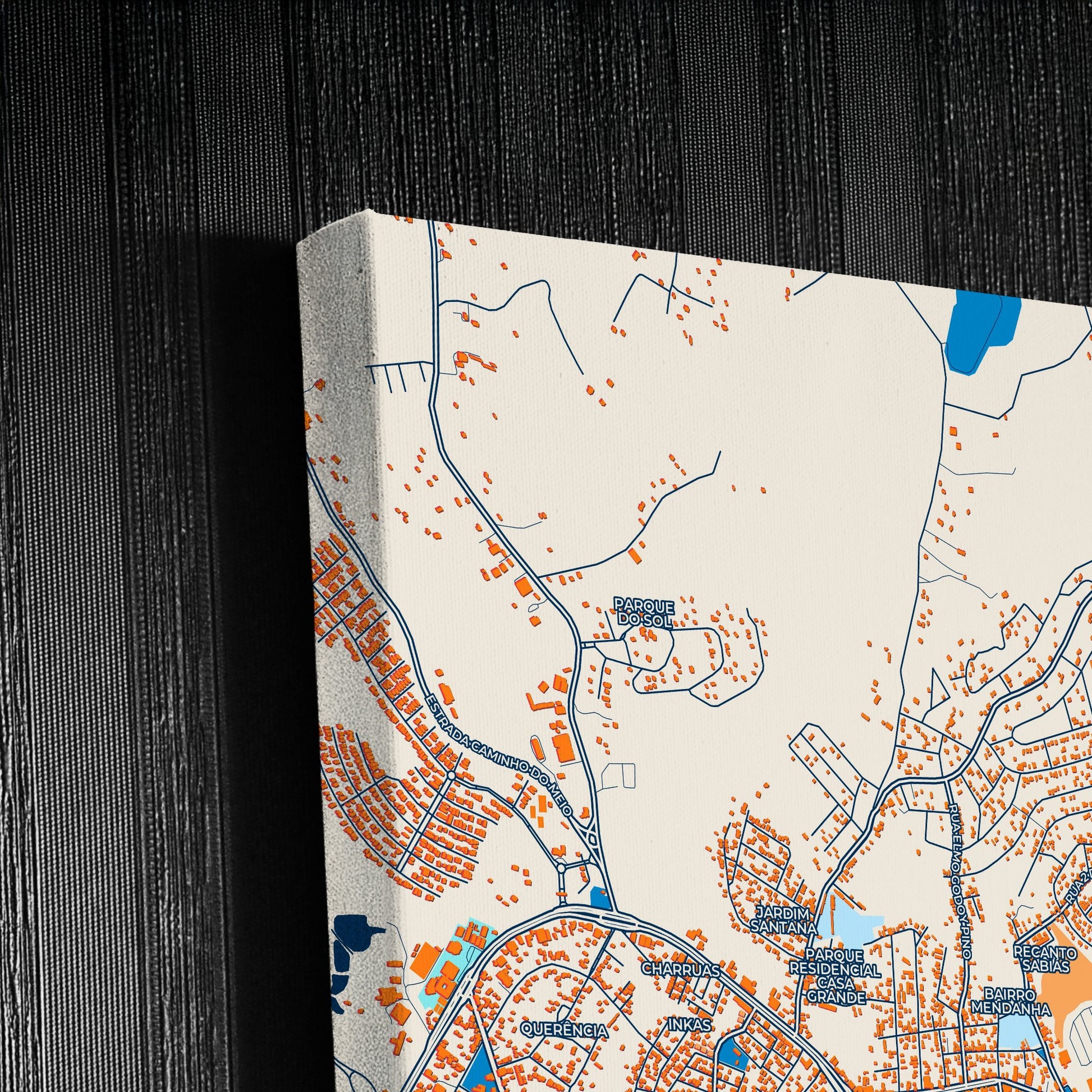 Viamao Brazil Colorful City Map Canvas Print Detail