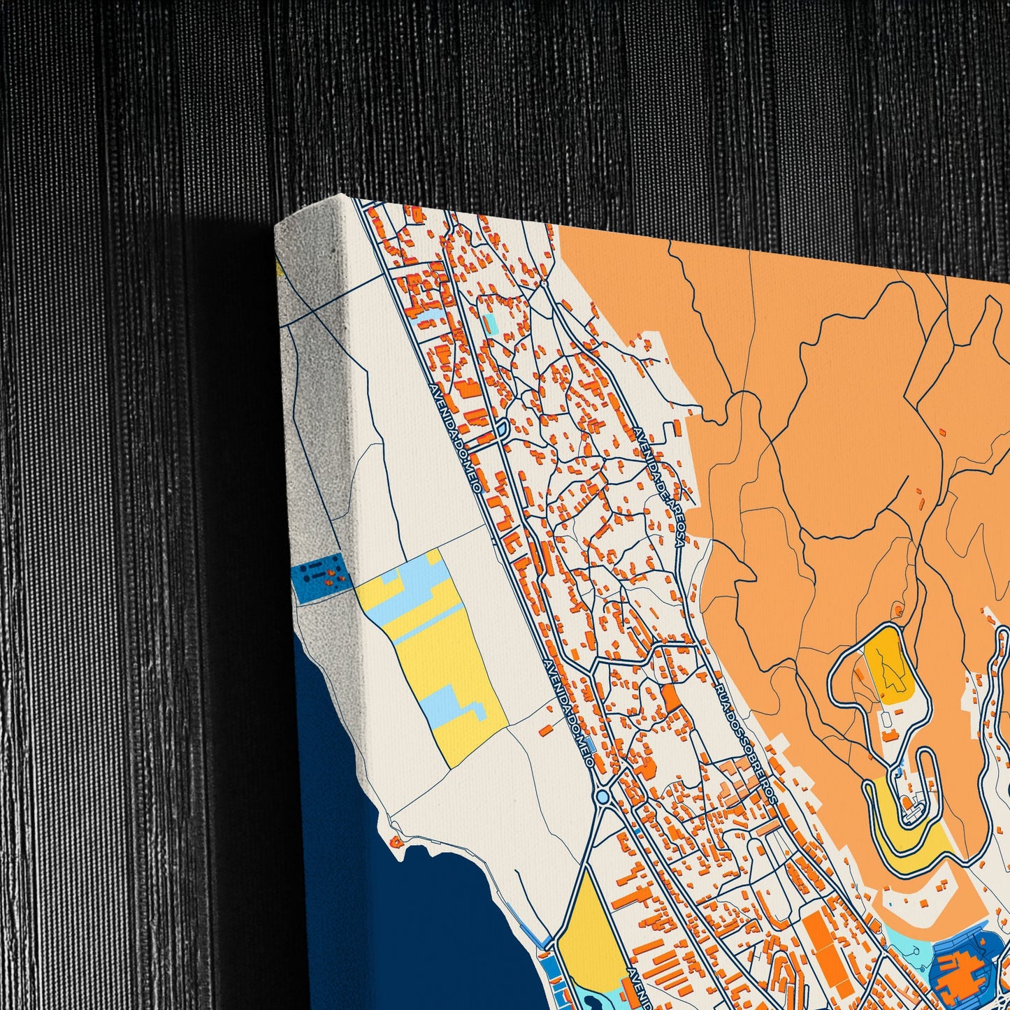 Viana Do Castelo Portugal Colorful City Map Canvas Print Detail