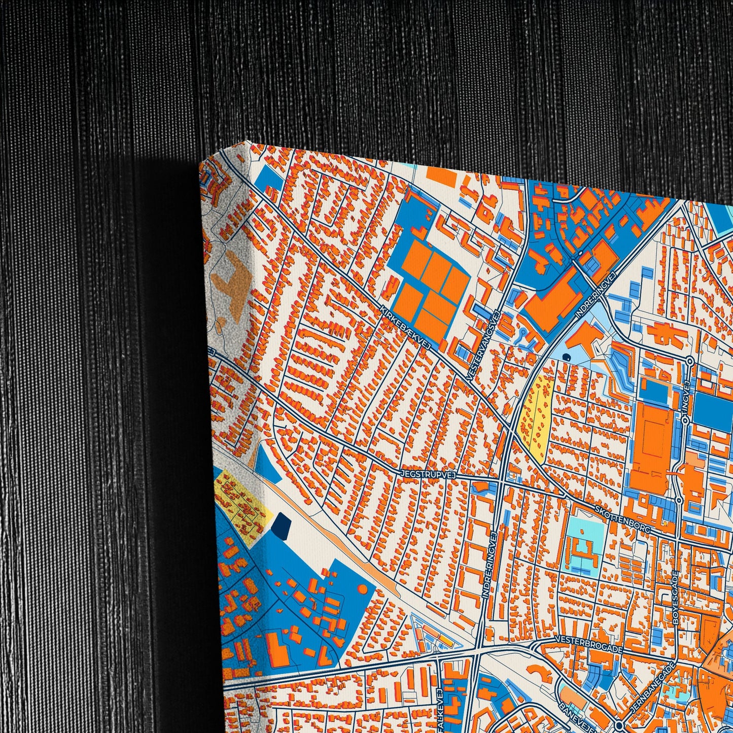 Viborg Denmark Colorful City Map Canvas Print Detail