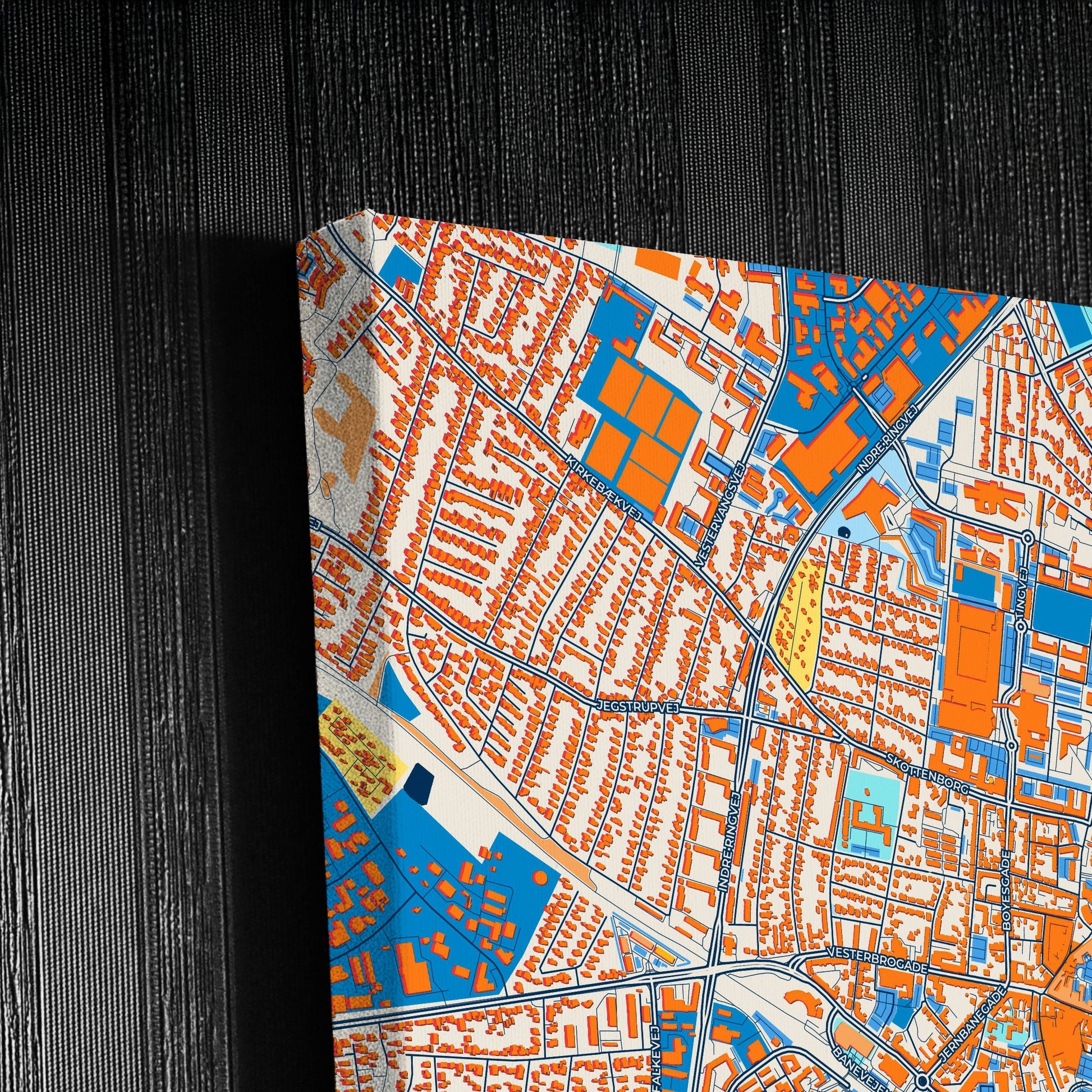 Viborg Denmark Colorful City Map Canvas Print Detail