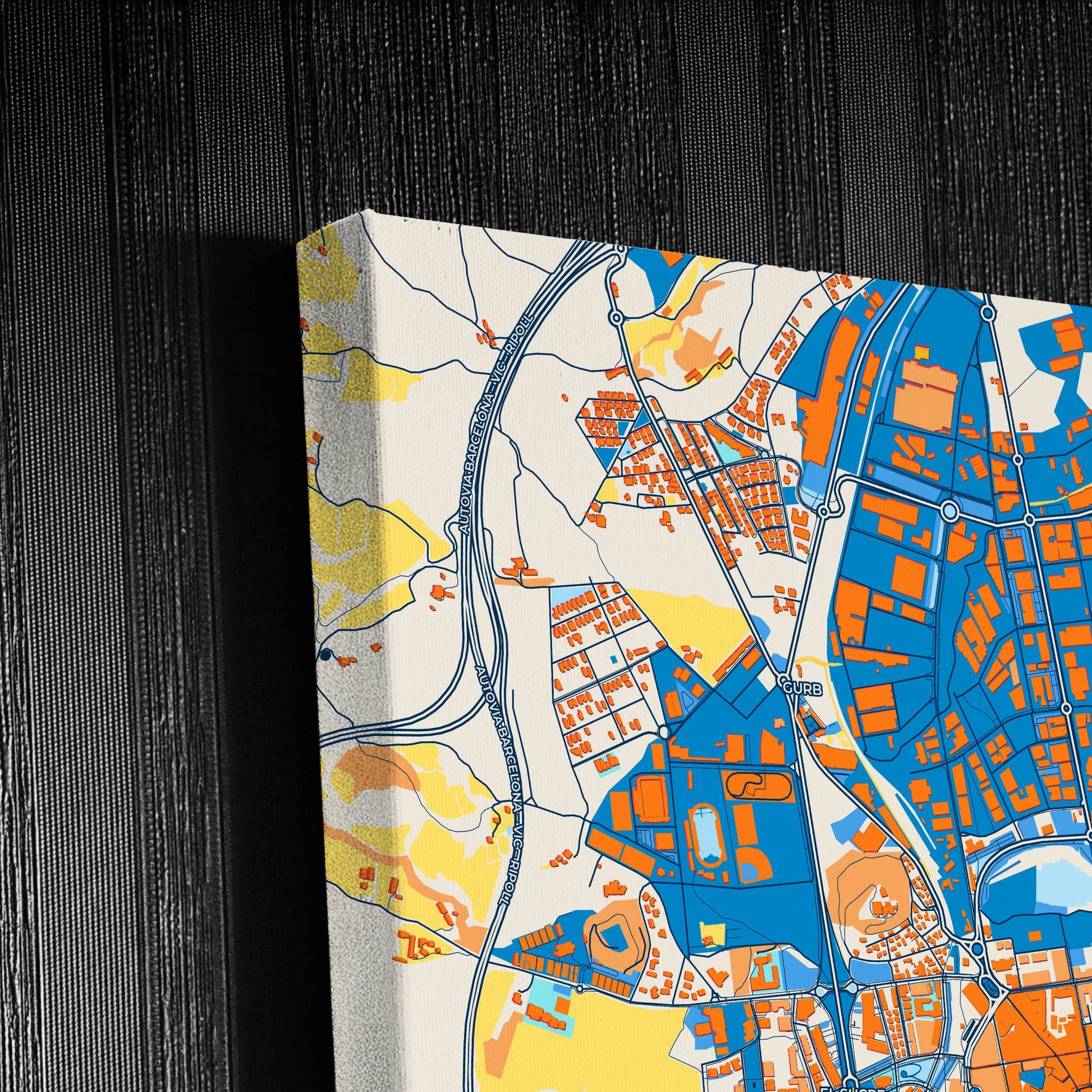 Vic Spain Colorful City Map Canvas Print Detail