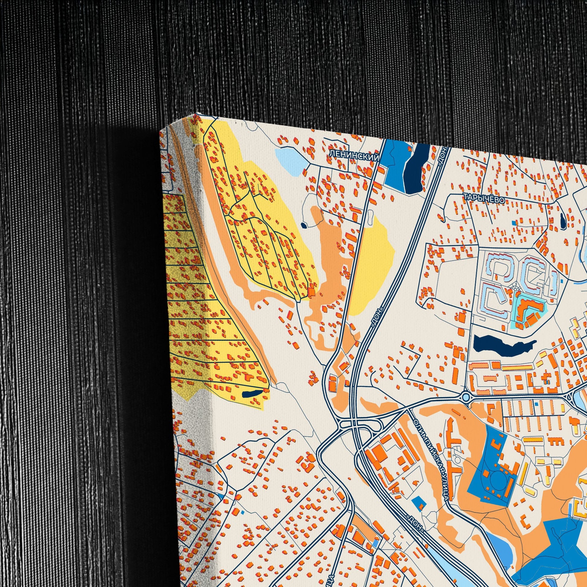 Видное Russia Colorful City Map Canvas Print Detail