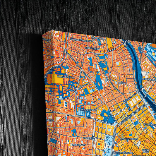 Wien Austria Colorful City Map Canvas Print Detail