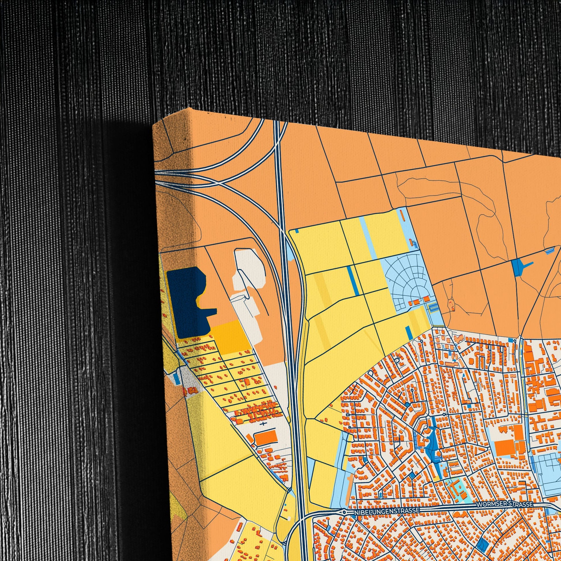 Viernheim Germany Colorful City Map Canvas Print Detail