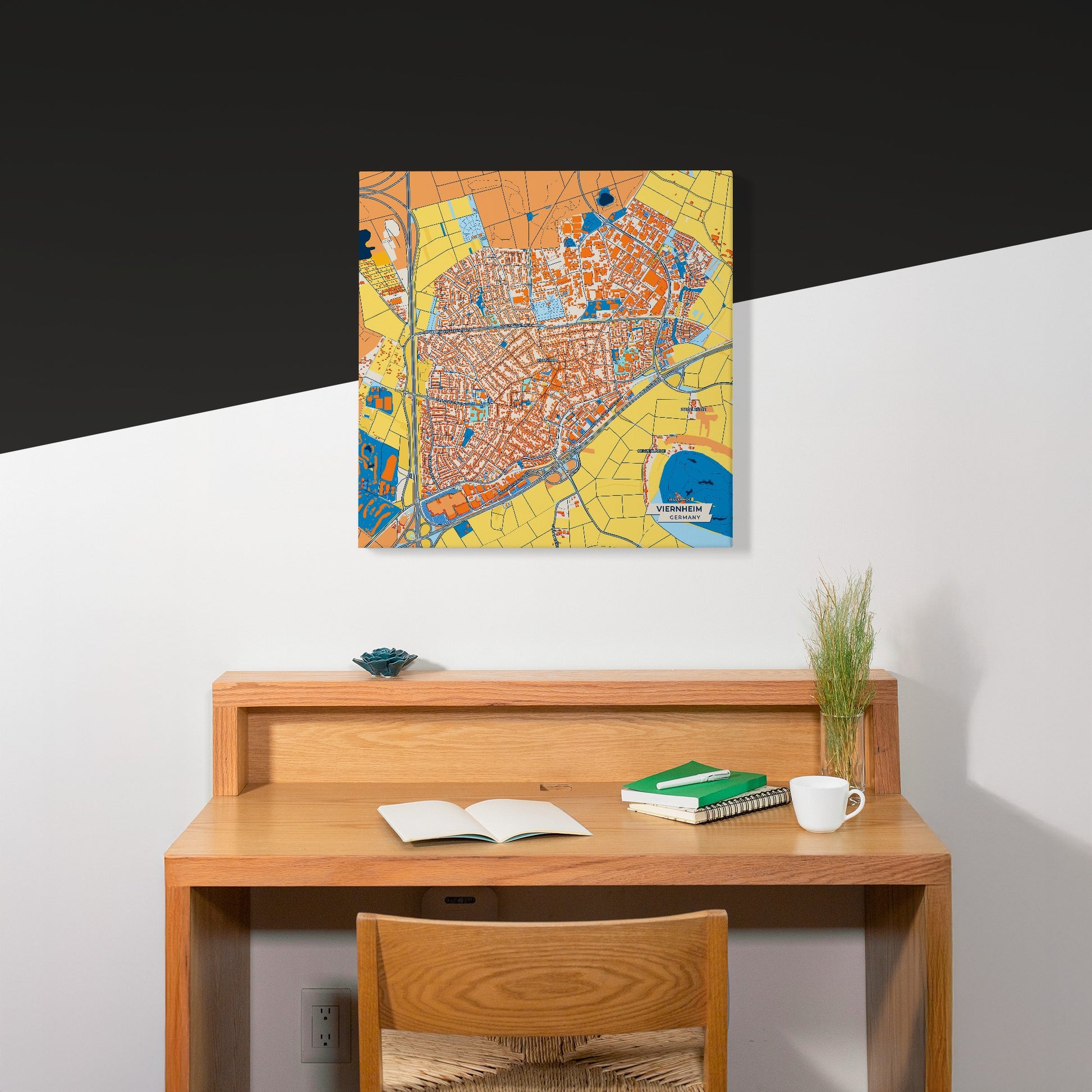 Viernheim Germany Colorful City Map Canvas Print Scene