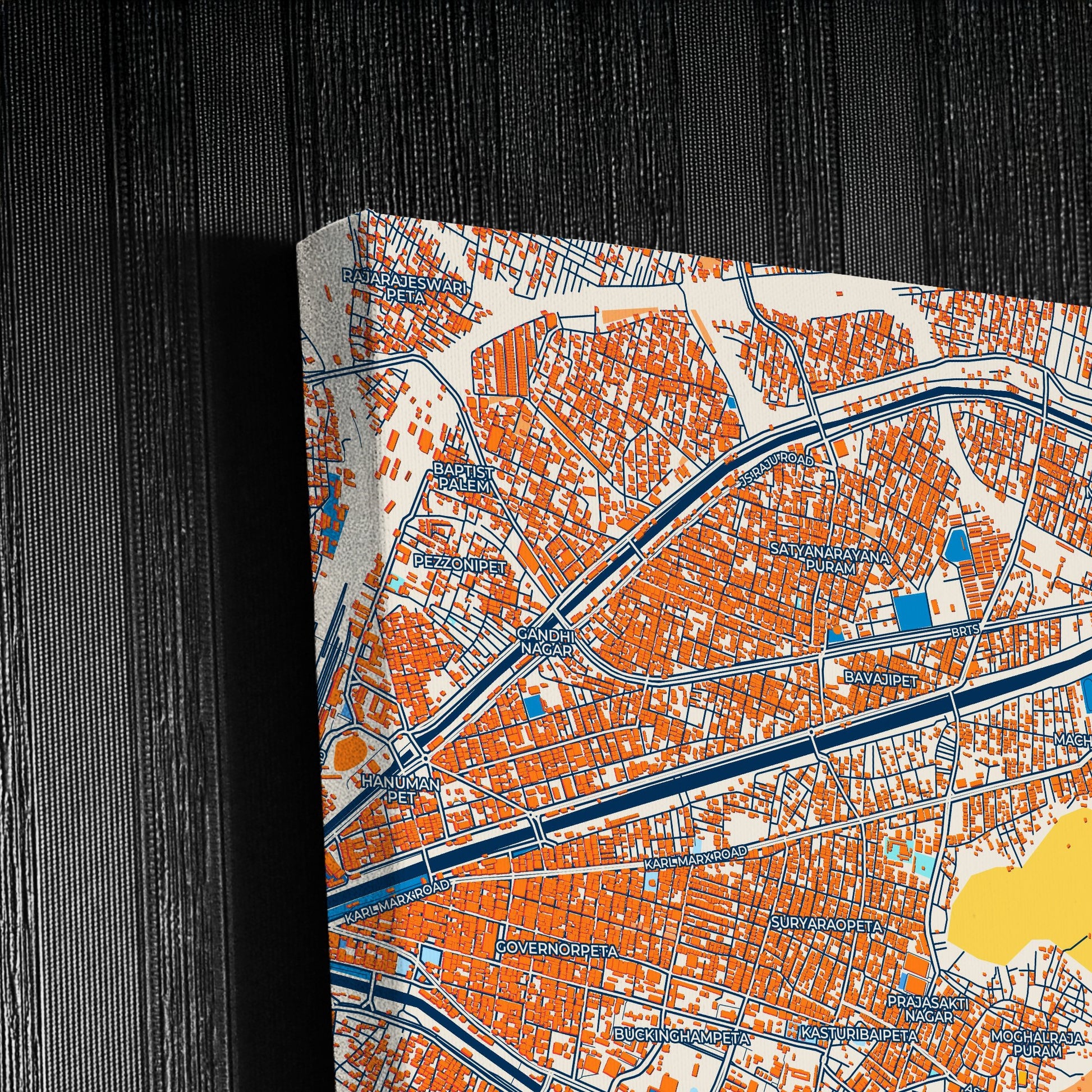 Vijayawada India Colorful City Map Canvas Print Detail