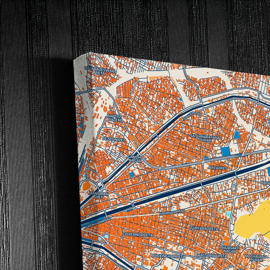 Vijayawada India Colorful City Map Canvas Print Detail