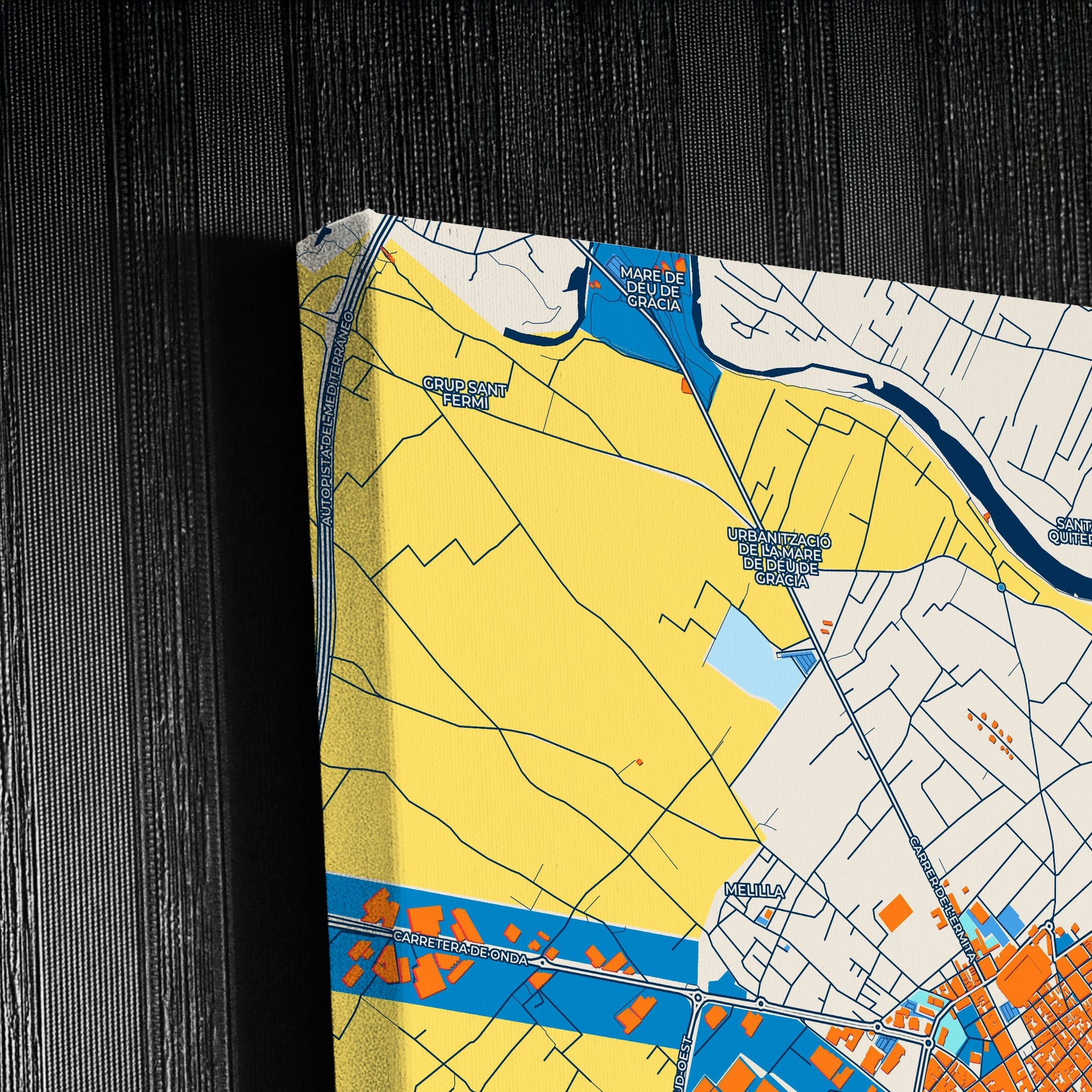 Vila-Real Spain Colorful City Map Canvas Print Detail