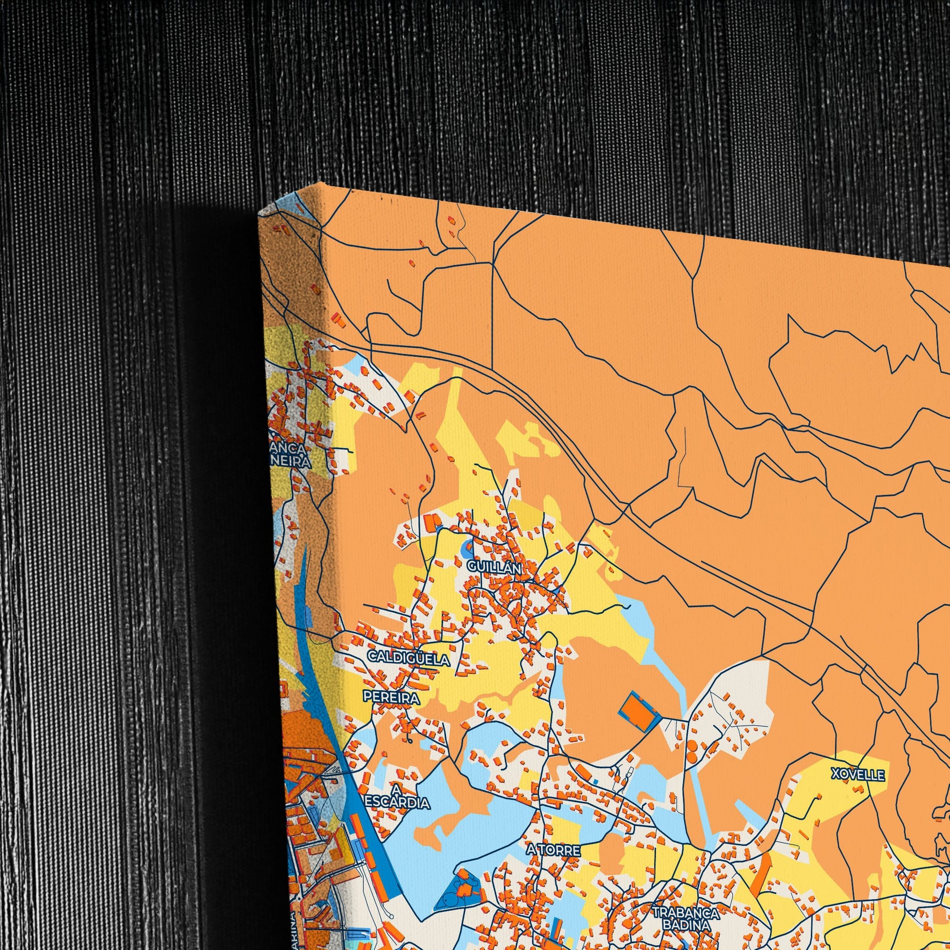 Vilagarcía De Arousa Spain Colorful City Map Canvas Print Detail