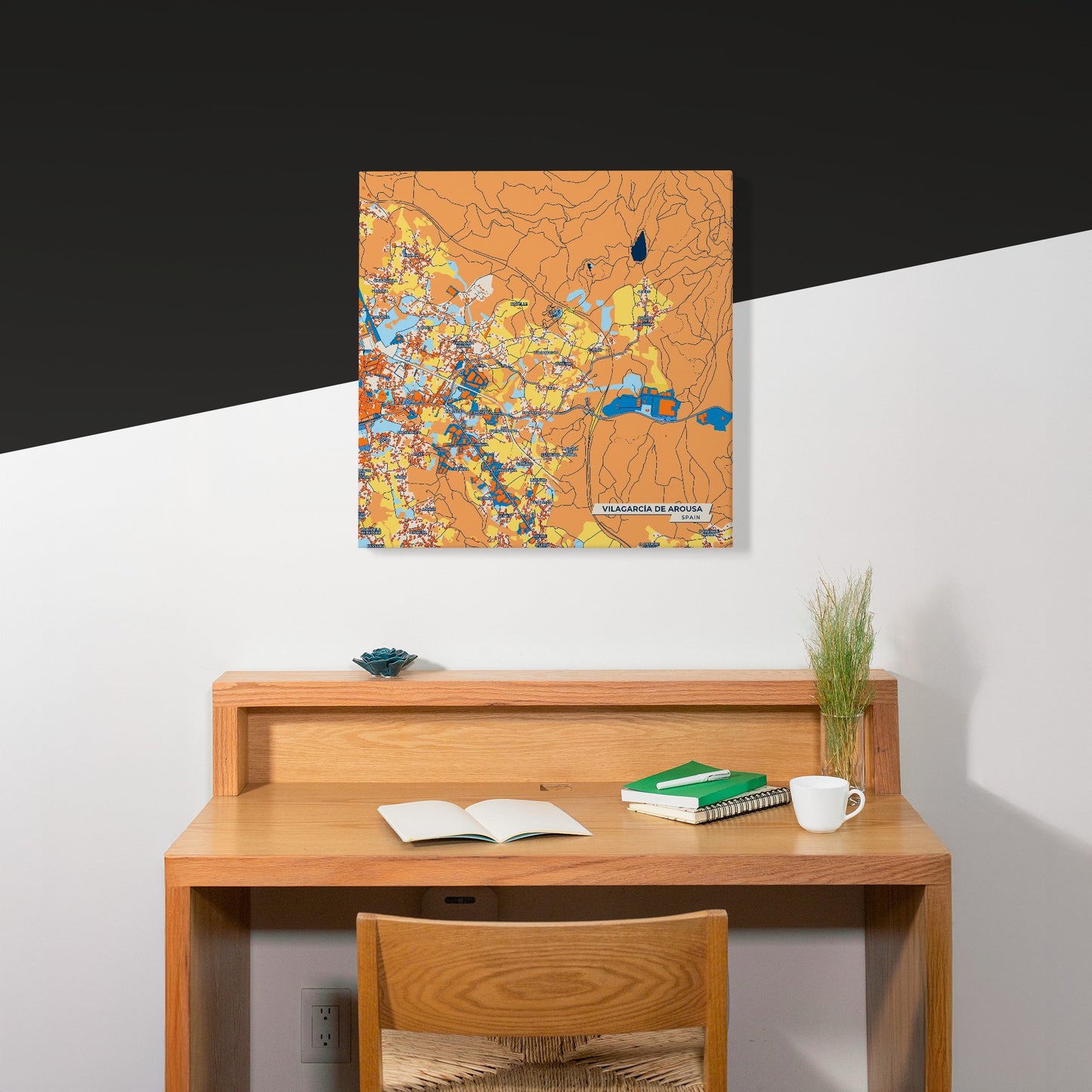 Vilagarcía De Arousa Spain Colorful City Map Canvas Print Scene