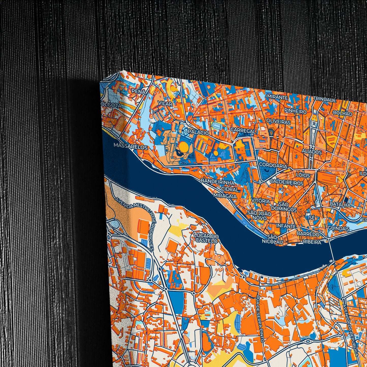 Vila Nova De Gaia Portugal Colorful City Map Canvas Print Detail