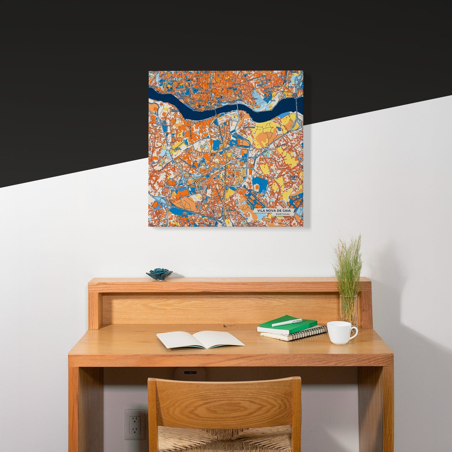 Vila Nova De Gaia Portugal Colorful City Map Canvas Print Scene