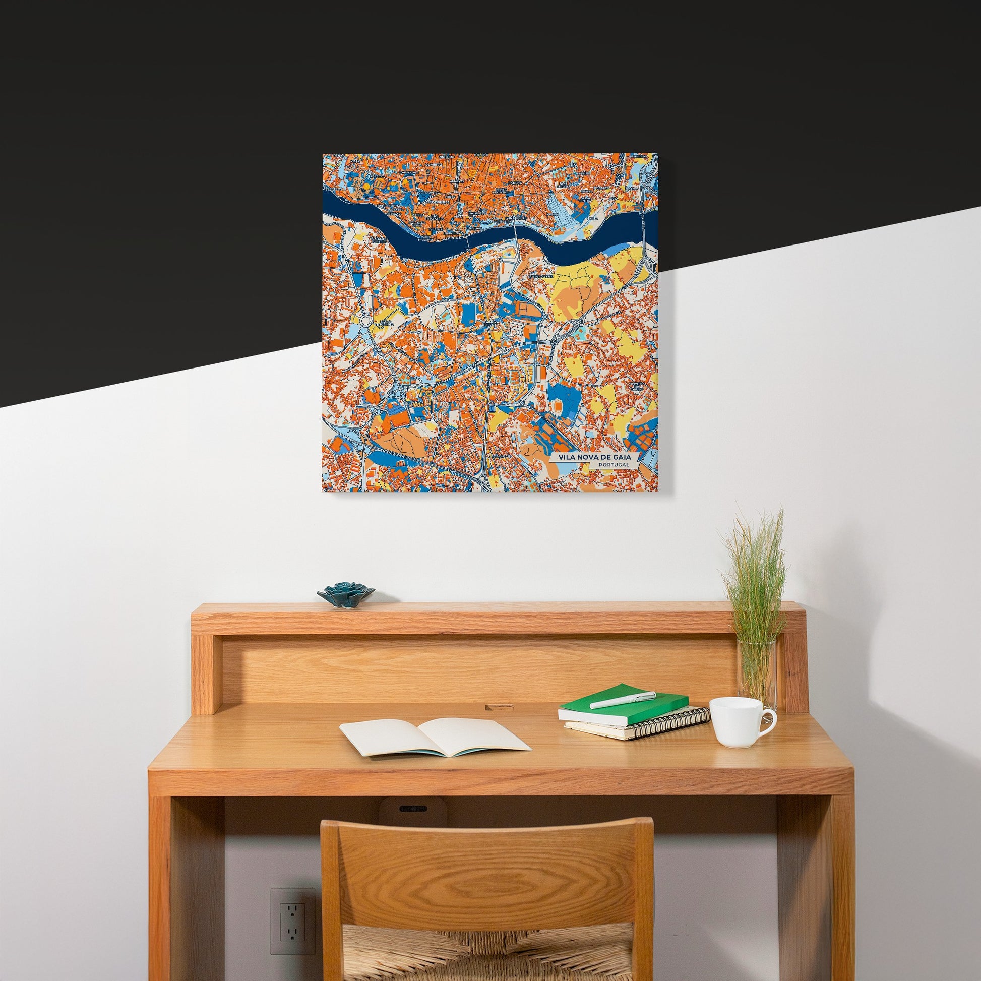 Vila Nova De Gaia Portugal Colorful City Map Canvas Print Scene