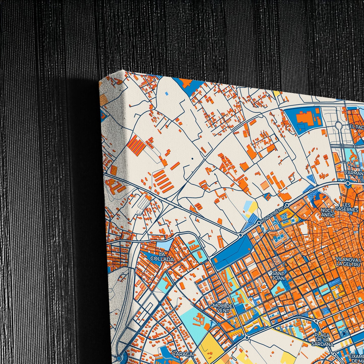 Vilanova I La Geltrú Spain Colorful City Map Canvas Print Detail
