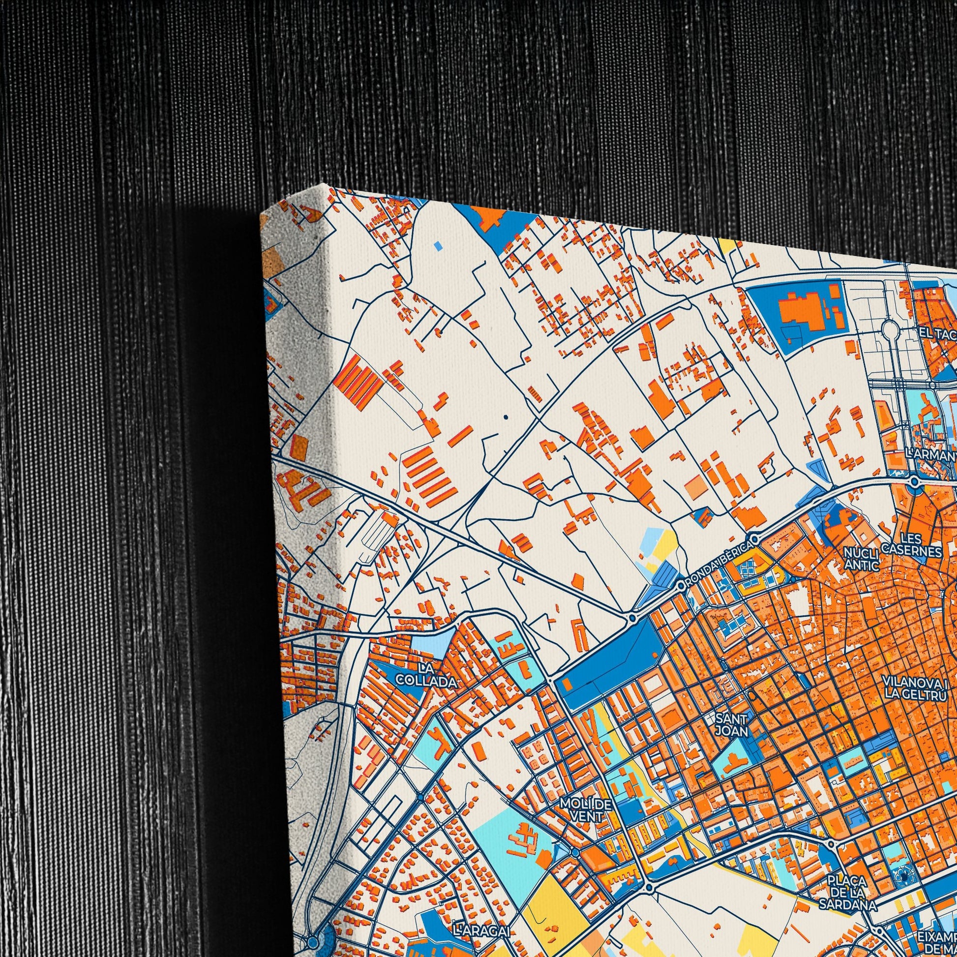 Vilanova I La Geltrú Spain Colorful City Map Canvas Print Detail