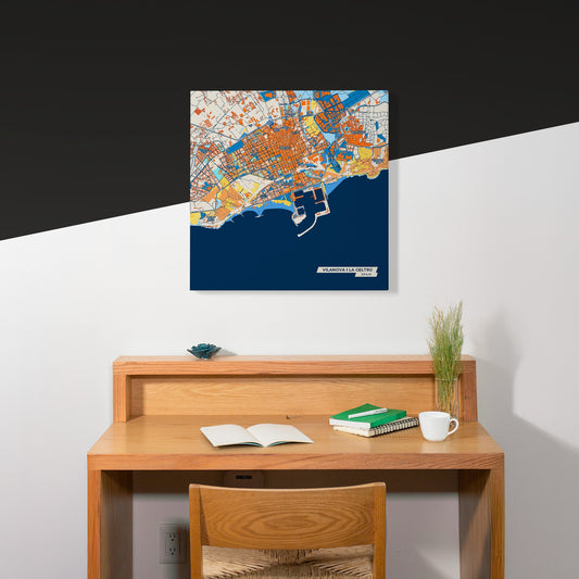 Vilanova I La Geltrú Spain Colorful City Map Canvas Print Scene