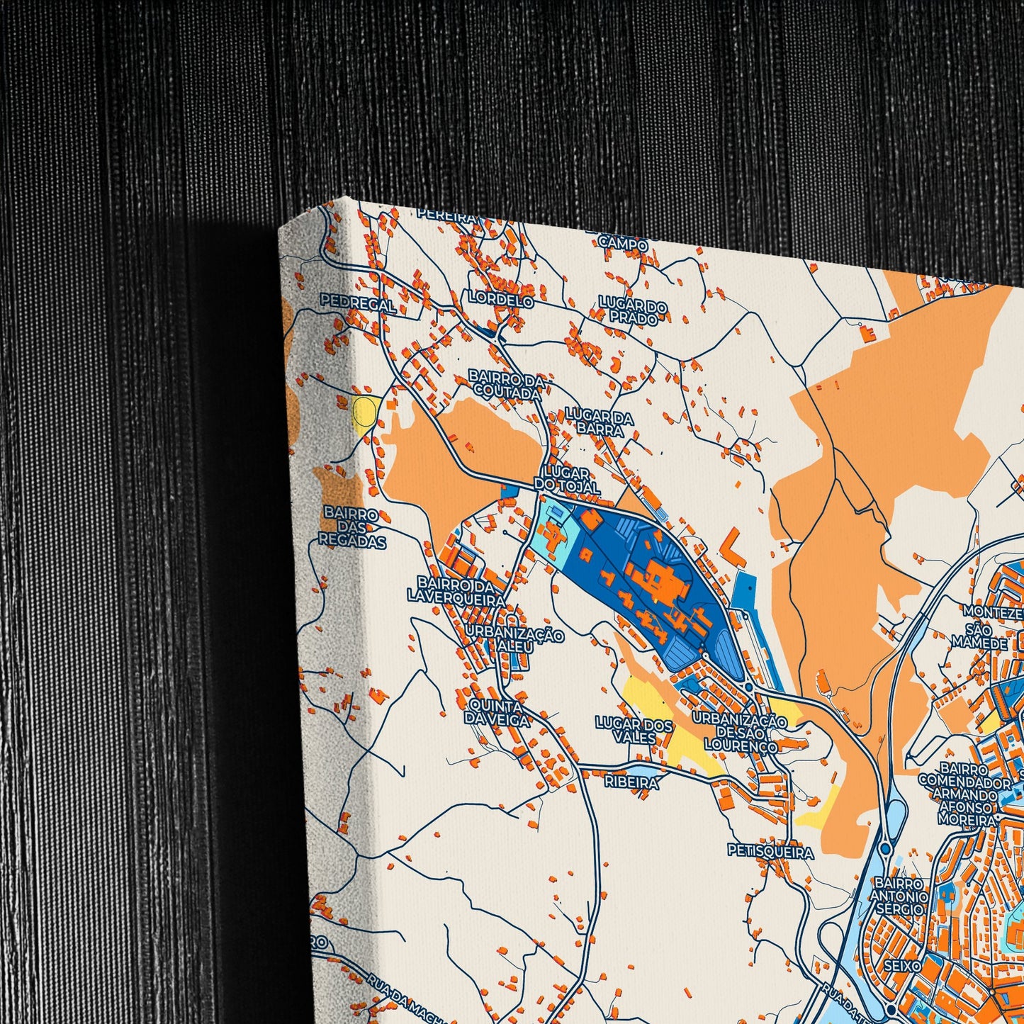 Vila Real Portugal Colorful City Map Canvas Print Detail