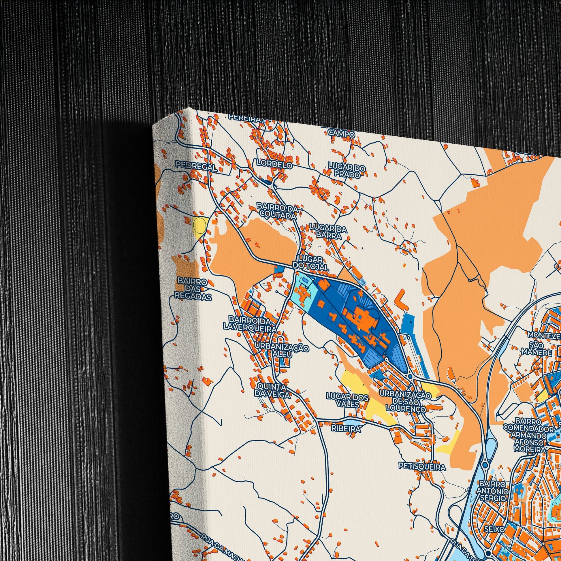 Vila Real Portugal Colorful City Map Canvas Print Detail