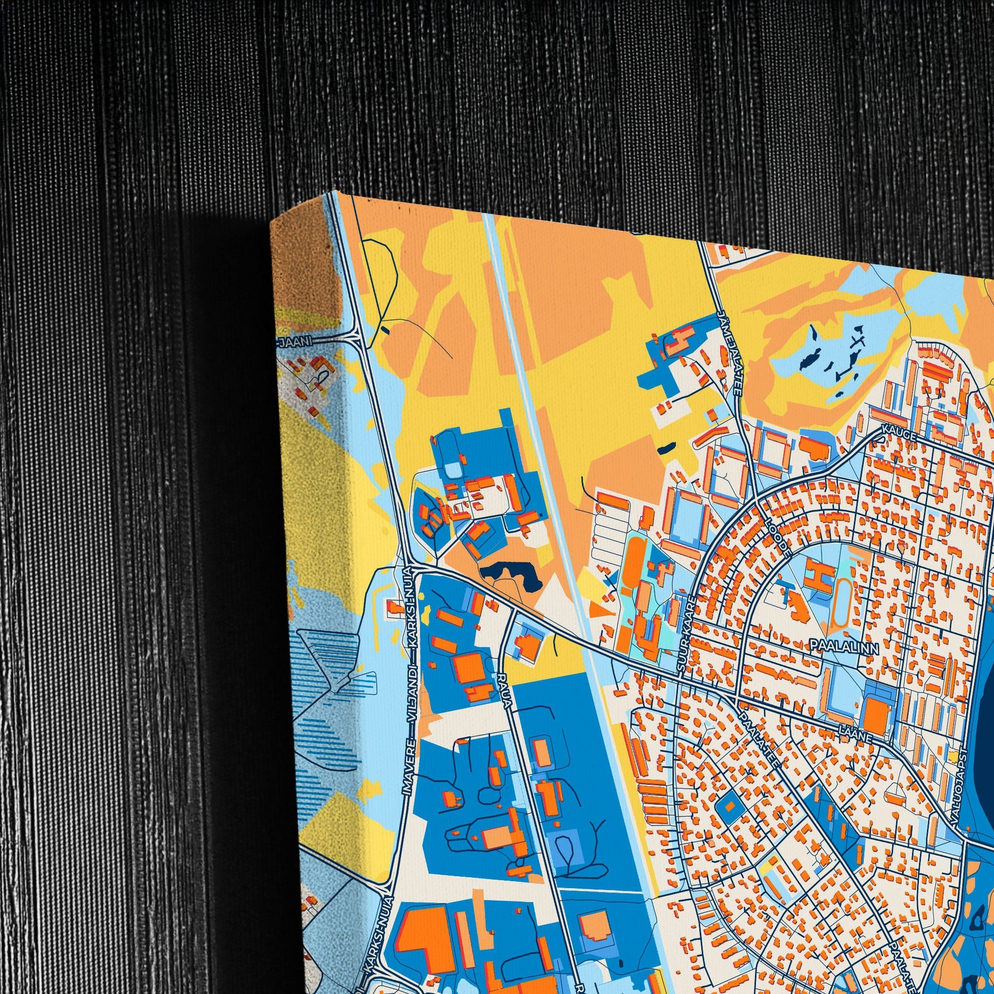 Viljandi Estonia Colorful City Map Canvas Print Detail