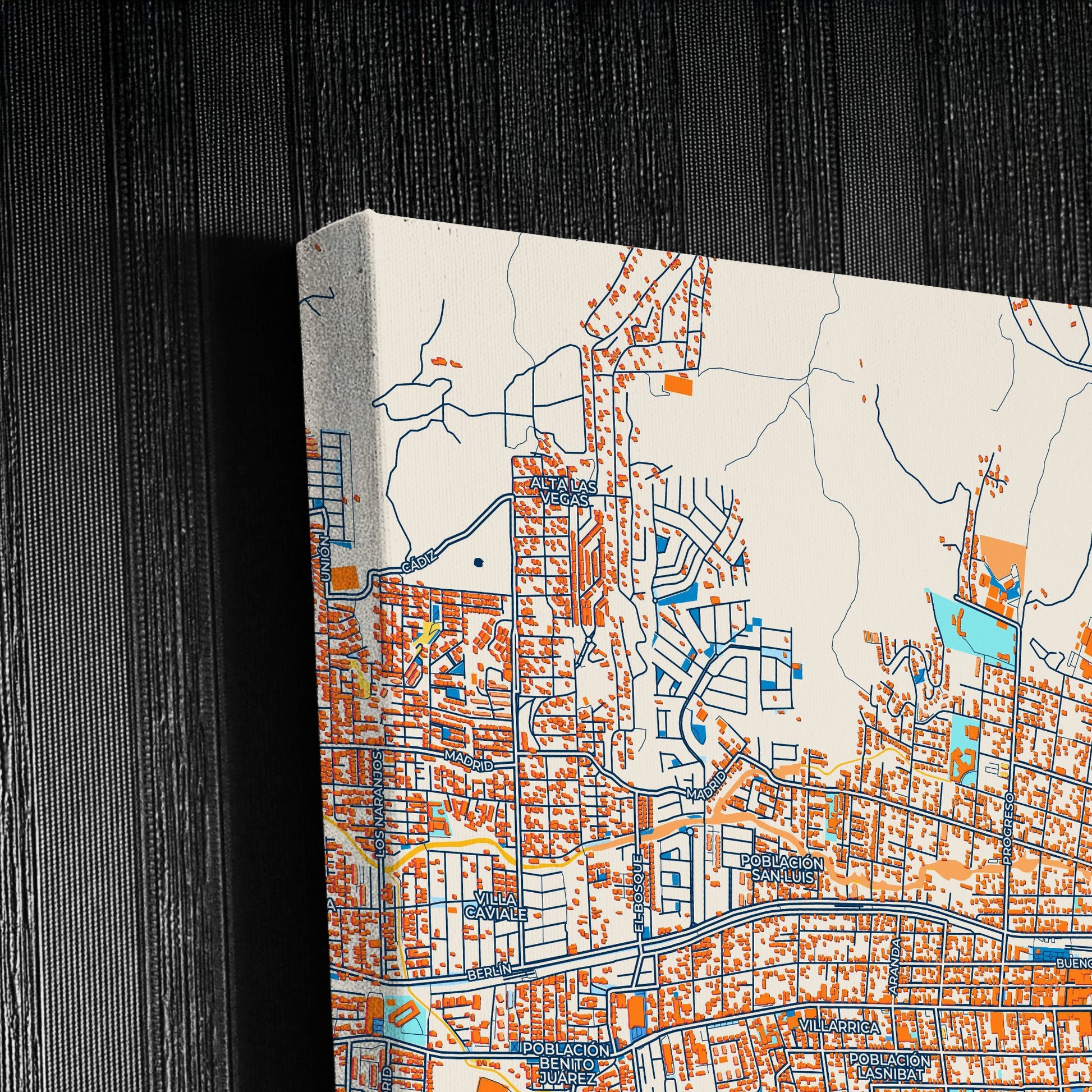 Villa Alemana Chile Colorful City Map Canvas Print Detail