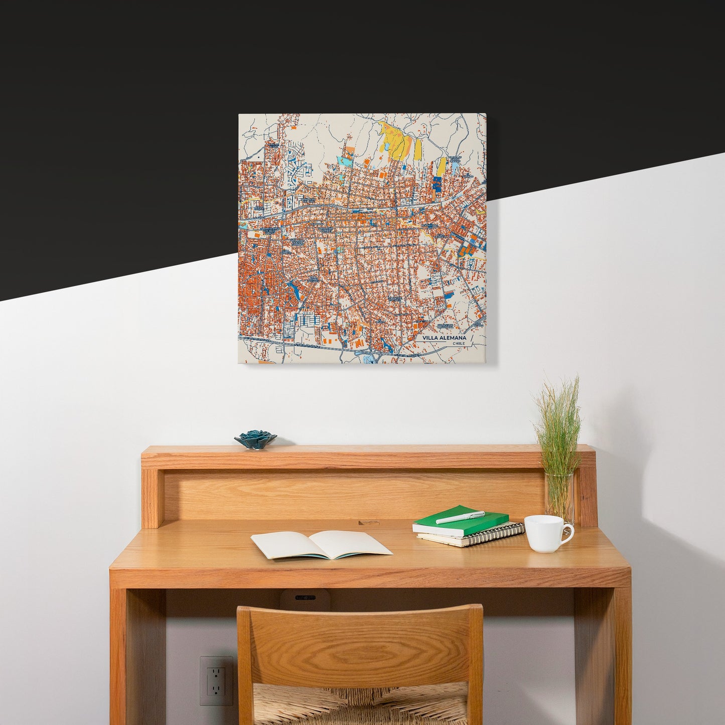 Villa Alemana Chile Colorful City Map Canvas Print Scene