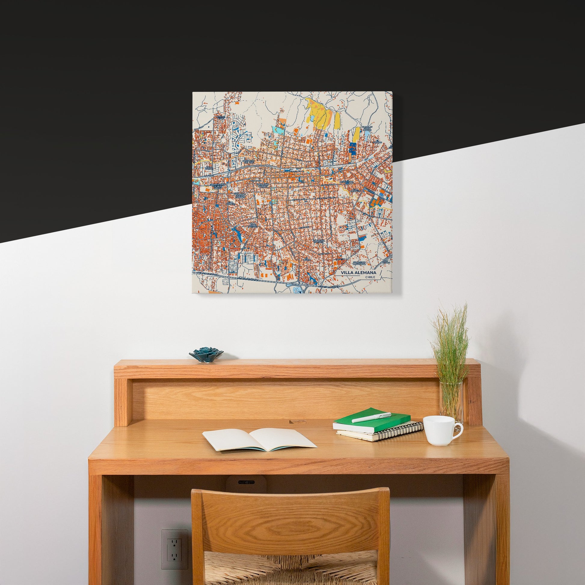 Villa Alemana Chile Colorful City Map Canvas Print Scene