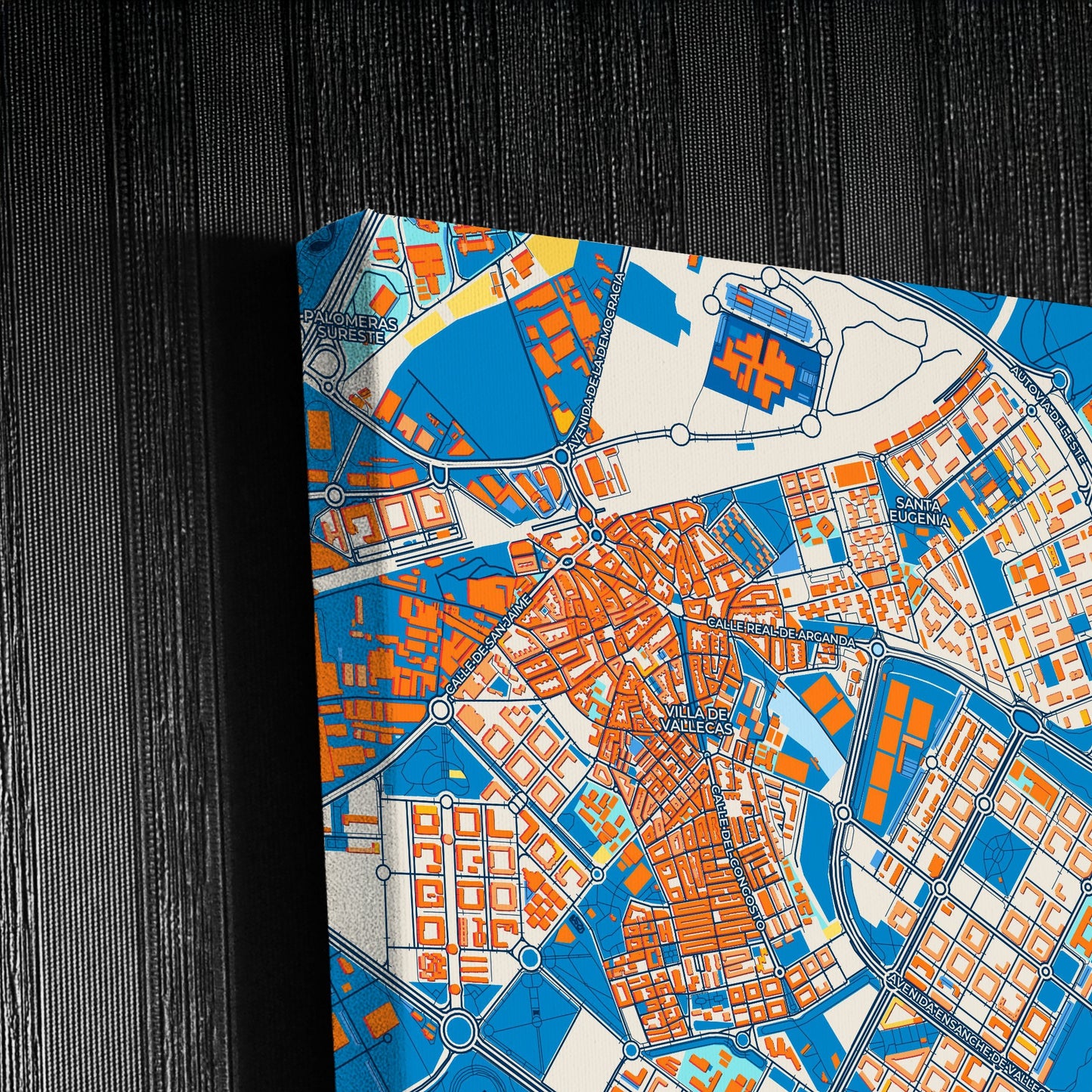 Villa De Vallecas Spain Colorful City Map Canvas Print Detail