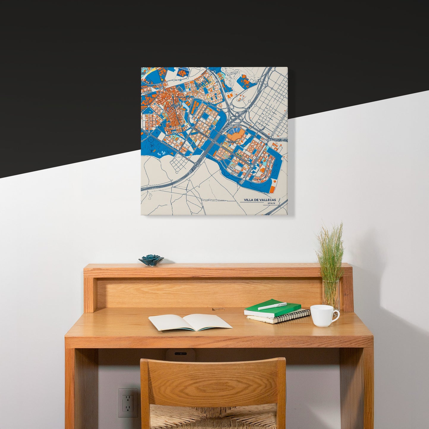 Villa De Vallecas Spain Colorful City Map Canvas Print Scene