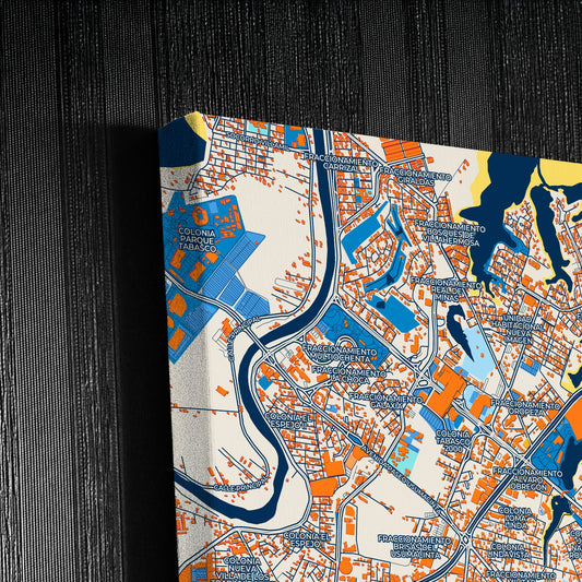 Villahermosa Mexico Colorful City Map Canvas Print Detail