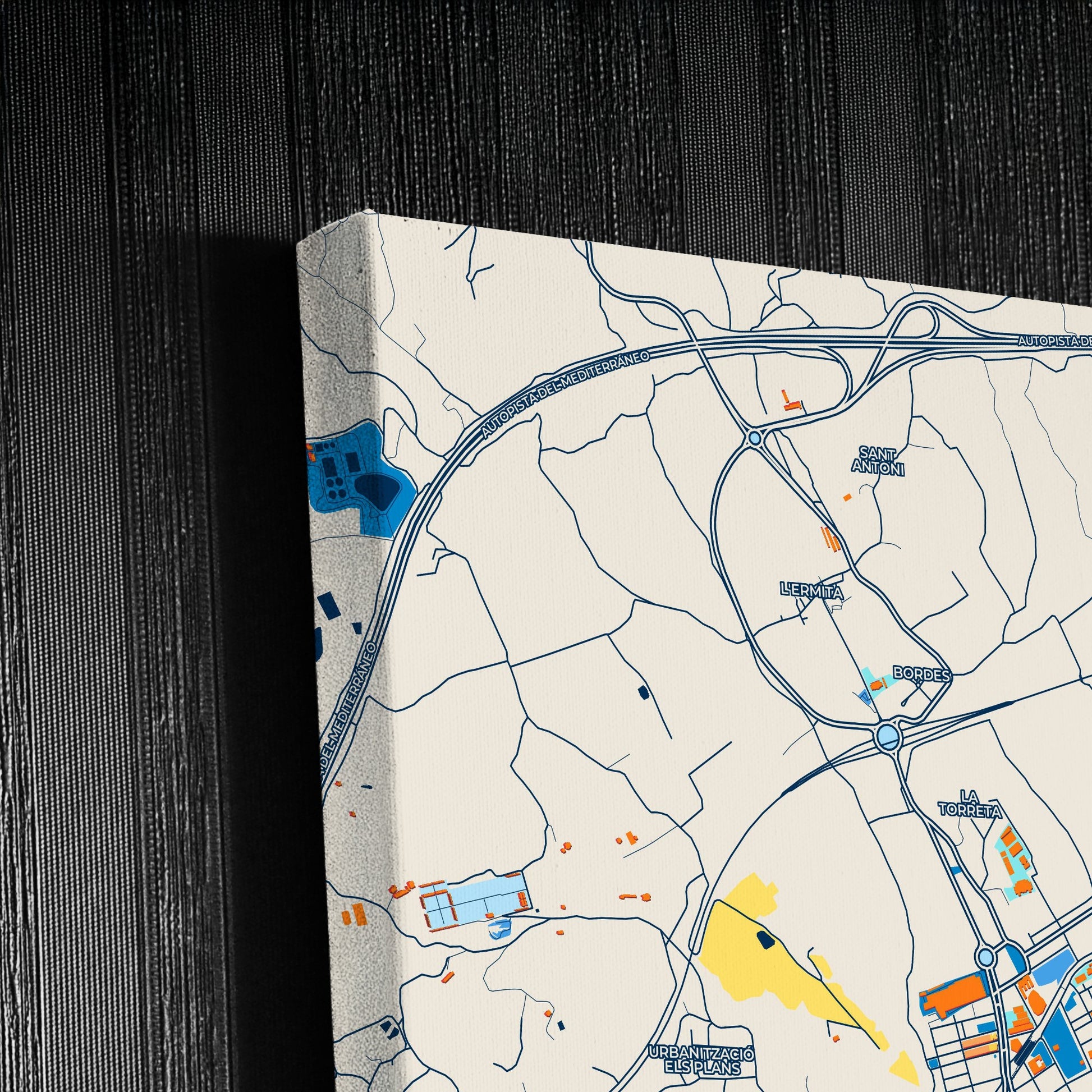 Villajoyosa Spain Colorful City Map Canvas Print Detail