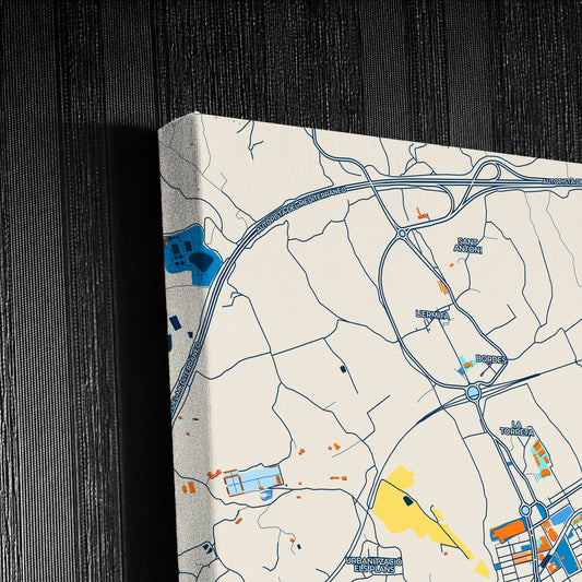 Villajoyosa Spain Colorful City Map Canvas Print Detail