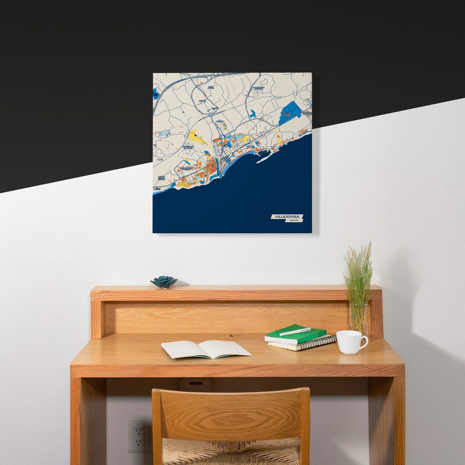 Villajoyosa Spain Colorful City Map Canvas Print Scene