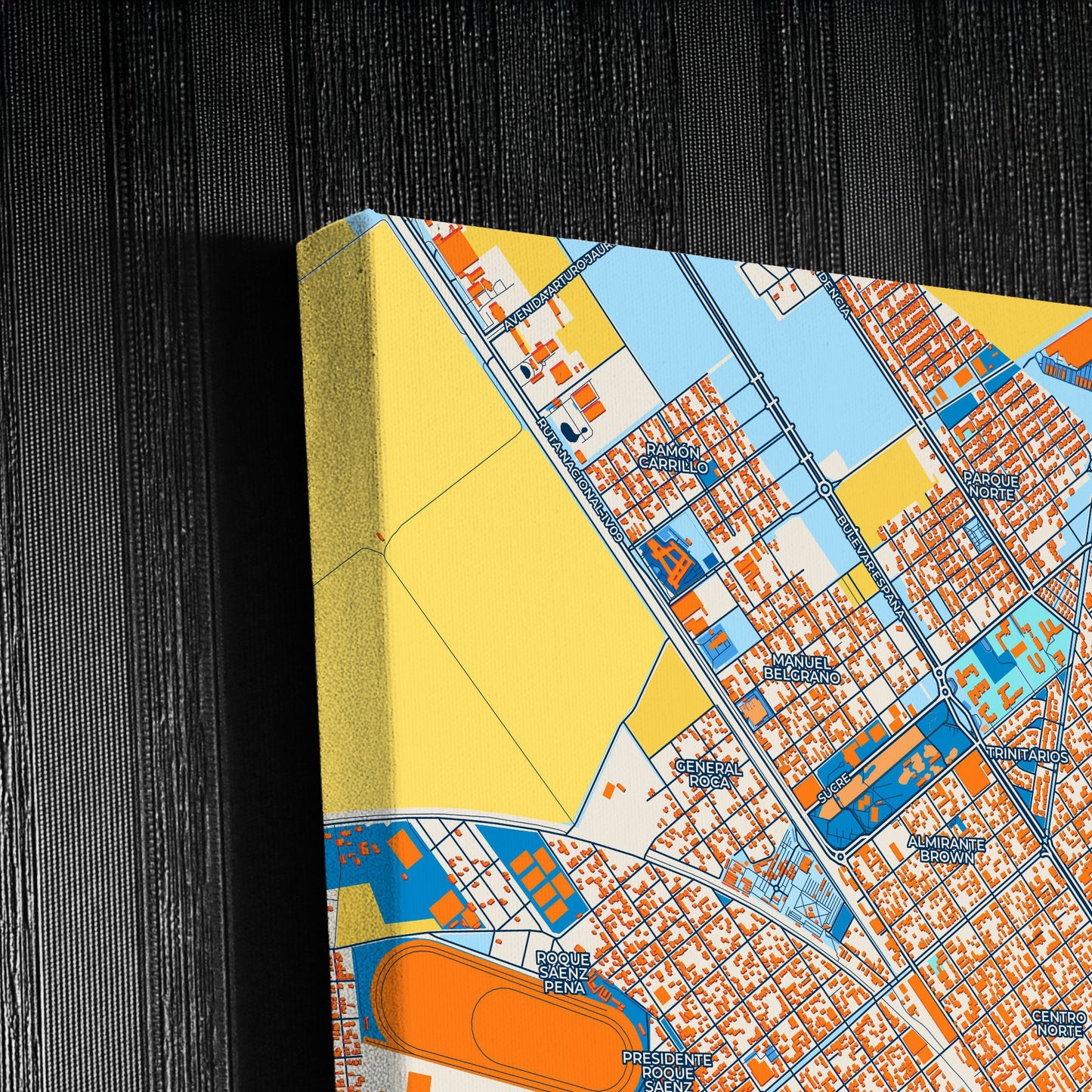 Villa Maria Argentina Colorful City Map Canvas Print Detail