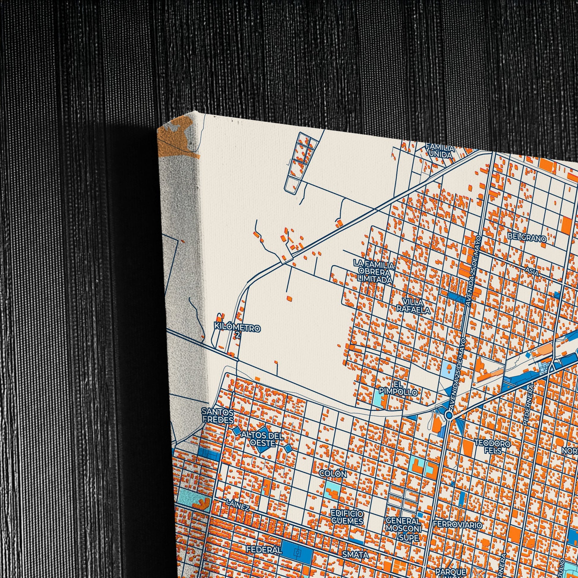 Villa Mercedes Argentina Colorful City Map Canvas Print Detail