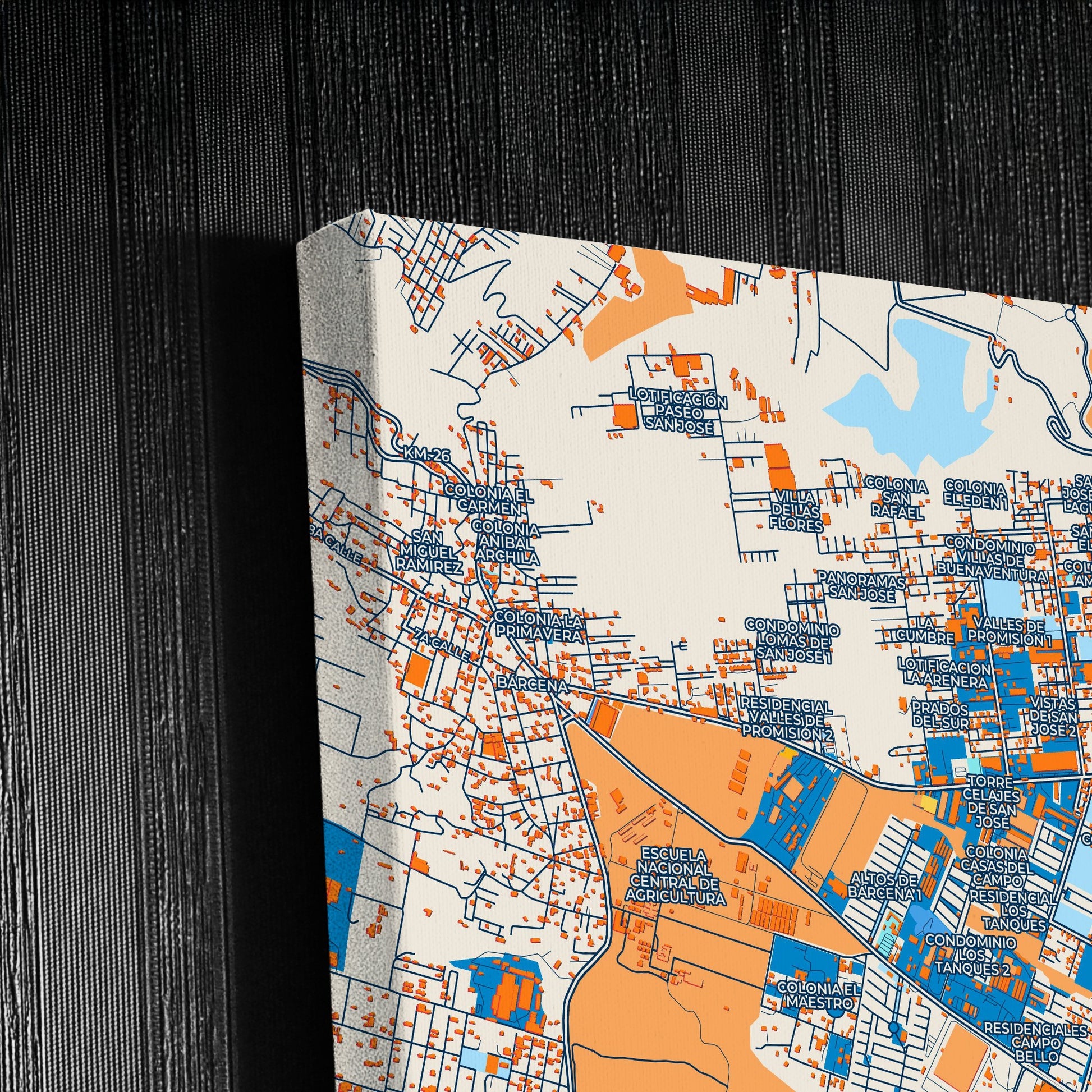 Villa Nueva Guatemala Colorful City Map Canvas Print Detail