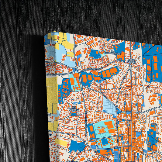 Villefranche-Sur-Saône France Colorful City Map Canvas Print Detail