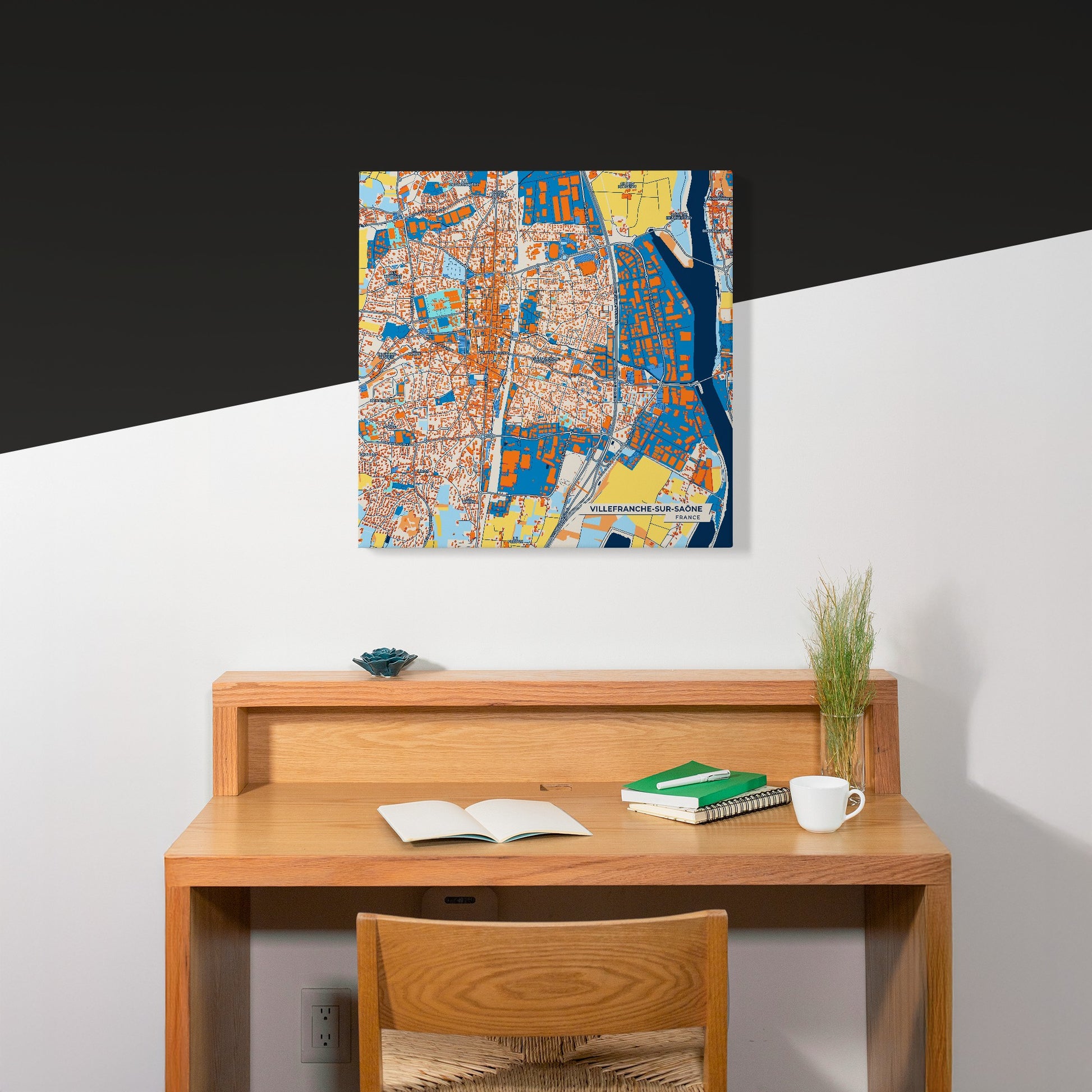 Villefranche-Sur-Saône France Colorful City Map Canvas Print Scene