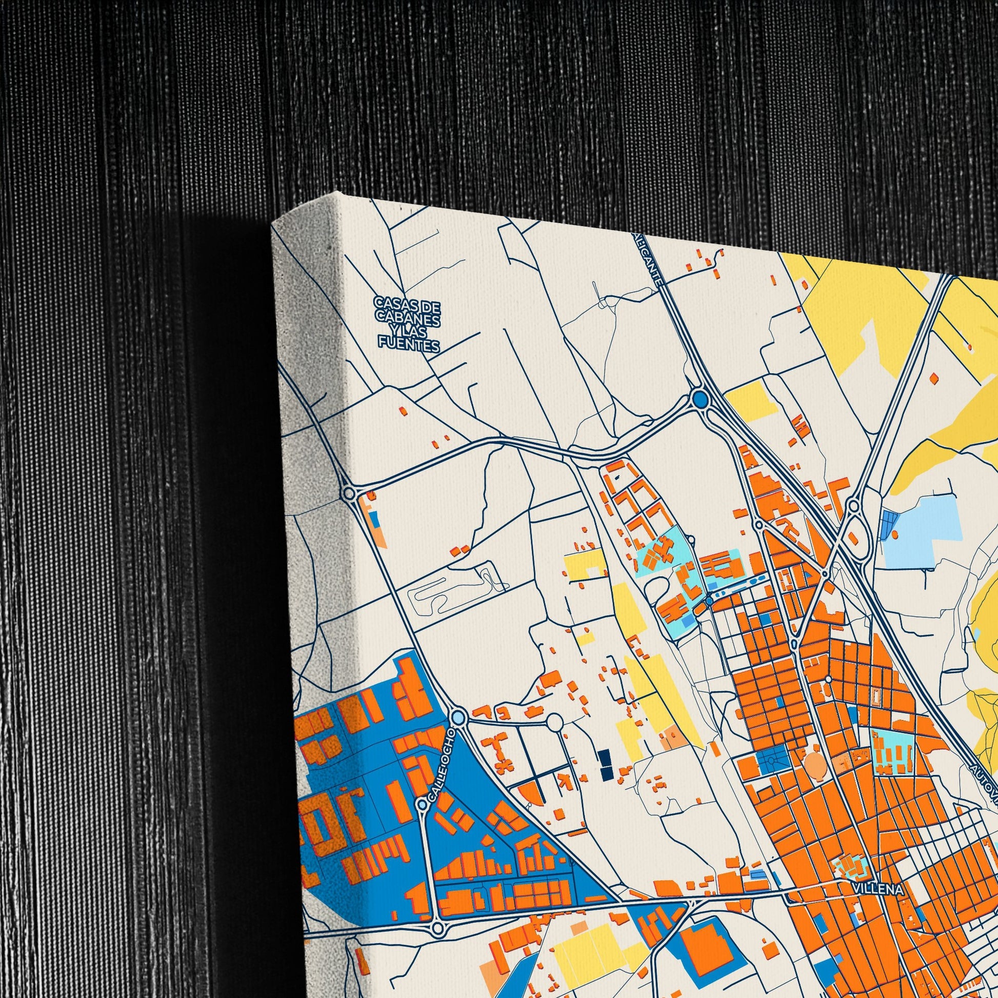 Villena Spain Colorful City Map Canvas Print Detail