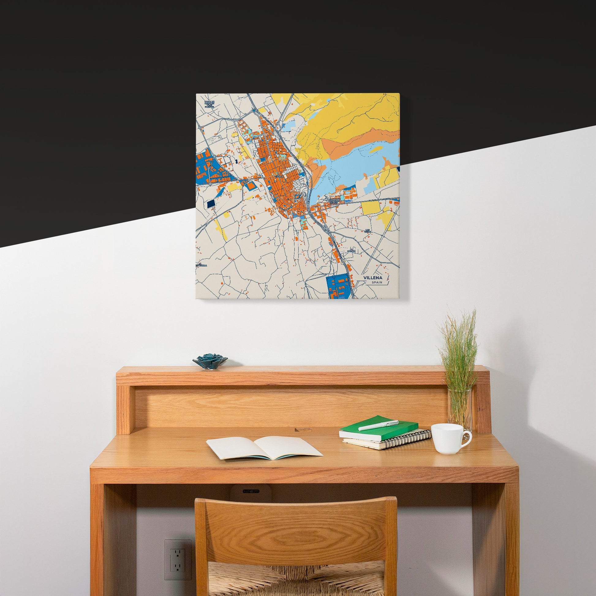 Villena Spain Colorful City Map Canvas Print Scene