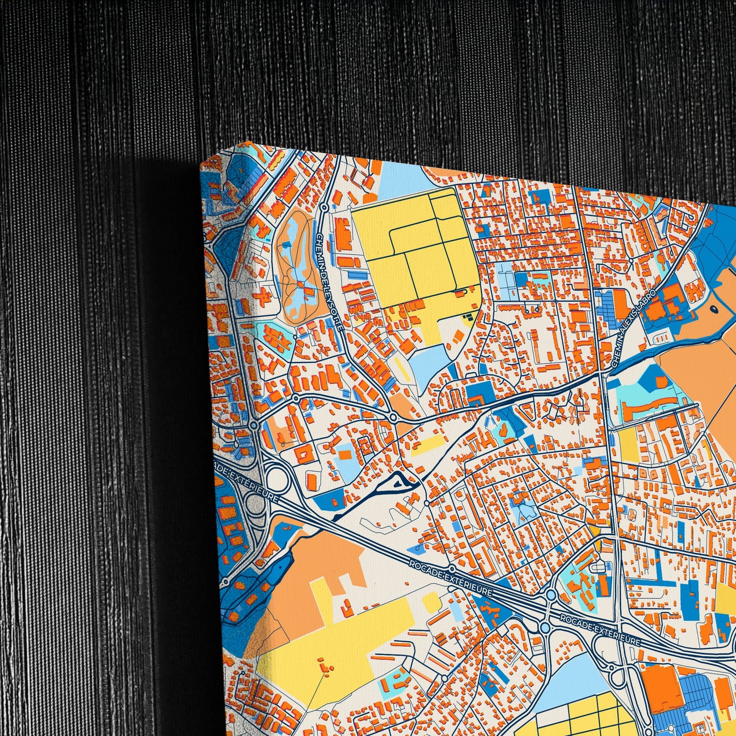Villenave-D Ornon France Colorful City Map Canvas Print Detail